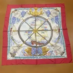 【美品】HERMES 船と舵のスカーフ カレ90