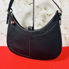 0138 BALLY ブラック ハーフムーン型 専用梱包袋付き ショルダーバッグのサムネイル