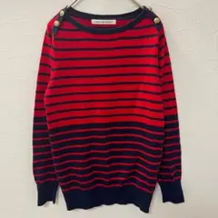 グリーンレーベルリラクシング ボーダーニット M相当 ネイビー×レッド