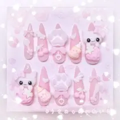 ネイルチップ 量産型 地雷系 平成女児 スカルプ 付け爪 ピンク いちご