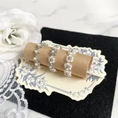 ビーズリング ホワイト×シルバー 指輪