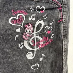 Mezzopiano メゾピアノ デニム　フレア　音符　ハート　刺繍　平成 女児のサムネイル