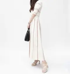 *【eimy istoire】ランダムボーダーフレアニットワンピース