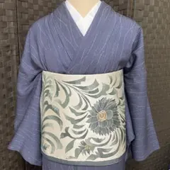 洒落袋帯　白地抽象花柄　魯山人　美品