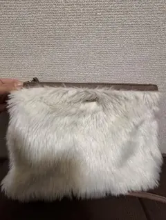 ファーショルダーバッグ ホワイト グレー