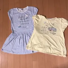 クラウンバンビ ワンピース＆ポンポネット Ｔシャツ 2枚セット 130のサムネイル