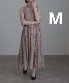 スカラップ パーティードレス お呼ばれミモレ丈＆七分袖結婚式フォーマル