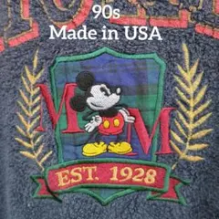90s USA製 Disney originals ミッキー 刺繍 フリース