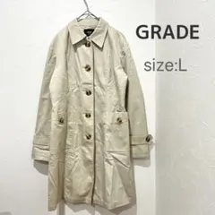 【グレイド】(13号)トレンチコート/襟付き/ベージュ/綿100%/パイピング有のサムネイル