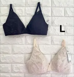 スロギー　ゼロ　レース2.0 ノンワイヤーブラジャー　2枚/L 黒&ベージュ