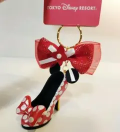 ディズニー　プリンセス　ミニーマウス　ヒール　リボン　キーチェーン