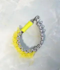 パラコード　スマホストラップ　イエロー　黄色　ひまわり　夏　オーガンジー