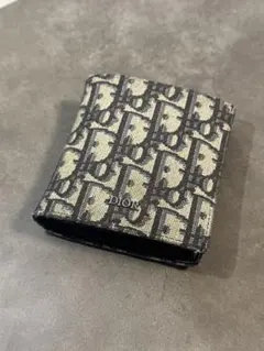 美品！箱有り！DIOR コインケース付き二つ折り財布 オブリーク ジャカード