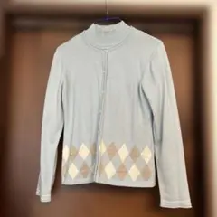アーガイル模様タートルネックニット