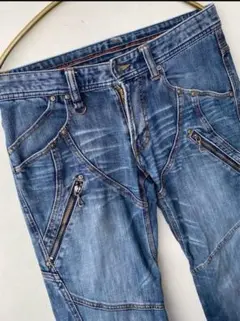 ライトブルー スリムフィットデニムパンツ