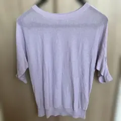 ラベンダー 五分袖ニット　ユニクロ