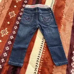 ダークブルー ハート刺繍付きパンツ