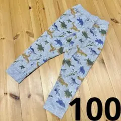 裏起毛　パンツ　100　長ズボン　恐竜柄　グレー　ボトムス