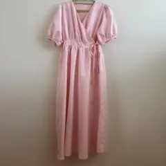 ピンク ギンガムチェック カシュクールワンピース 半袖のサムネイル