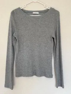 ラメ リブ編み グレー Tシャツ