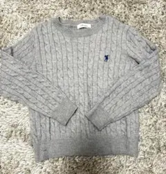 グレー ケーブル編み ニットセーター