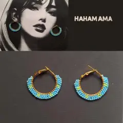 ハンドメイド ビーズステッチ ビーズフープピアス