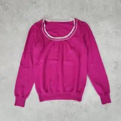 【美品】green label relaxing パール付きニット ピンク M