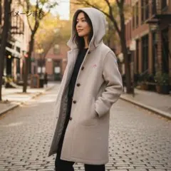 DANTON ウールモッサ フードロングコート ベージュ系S〜M相当　36