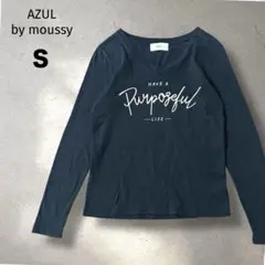 AZUL by moussy 長袖Tシャツ　カットソー　ロゴプリント　黒　Ｓ