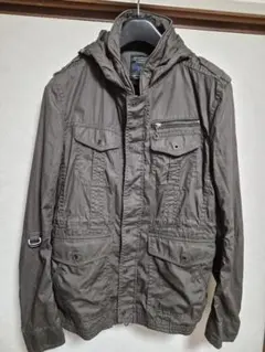 オリーブグリーン ミリタリージャケット フード付き