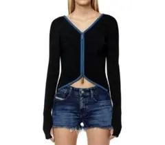 【美品】DIESEL ニットカーディガンダブルジップ BLACK Mサイズ