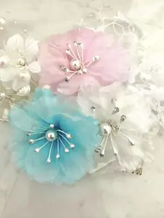 青色セット 髪飾り 成人式 ヘアピン 夏祭 着物 浴衣 かわいい 球菊 髪飾り