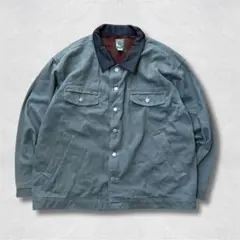 ワークジャケット XXL ダックジャケット 襟レザー Carhartt風
