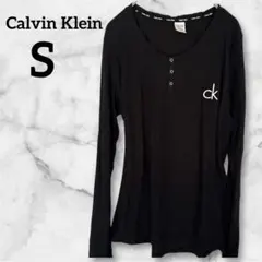 極美品✨Calvin Klein S 長袖Tシャツ 黒 カットソー ロゴ刺繍