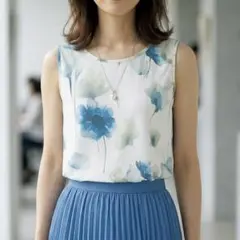 【新品】ノースリーブ チュニック レイヤード タンクトップ 花柄 XL