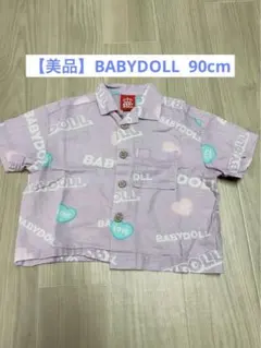 【美品】BABYDOLL ベビードール 総柄 半袖シャツ 90cm パープル