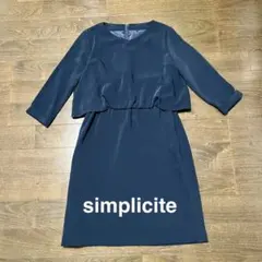 simplicite　ネイビー 七分袖　ひざ丈ワンピース　セレモニー