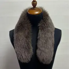 フォックスファーカラー クリップ付 グレージュ キツネ リアルファー レディース