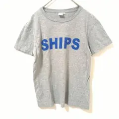 シップス Tシャツ グレー 半袖 ロゴ　クルーネック　シンプル　S