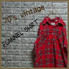 70'sビンテージ♪Good デザイン【BUD BERMA】薄手！ネルシャツ・L