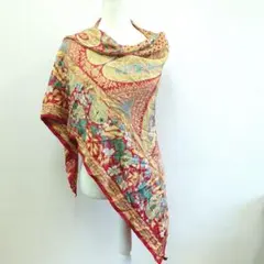 希少 ディオール 超大判 100%シルクスカーフ 132cm ペイズリー花柄 赤のサムネイル