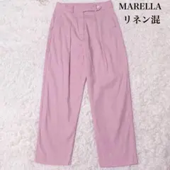 【美品✨】マレーラ　現行　リネン混　パンツ　ロゴボタン　USA6 ピンク