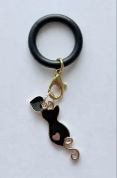 ハンドメイド　アンブレラマーカー　黒猫　ハート　めじるしマーカー