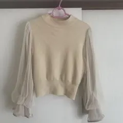 archives フリル袖 クロップドセーター