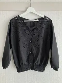 【NICE CLAUP】ナイスクラップ　ブラック　レース　ブラウス