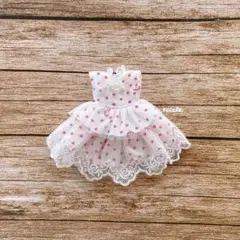 JANAYA ハンドメイド　オビツ11服　赤色水玉柄ノースリーブワンピース