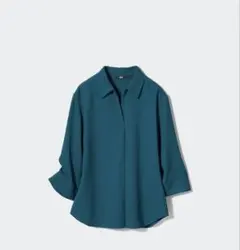UNIQLO スキッパーシャツ ダークグリーン Mのサムネイル