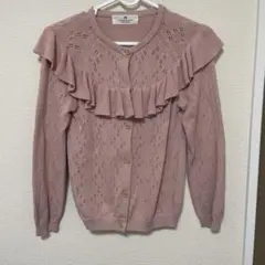 H&M くすみピンク　カーディガン　フリル