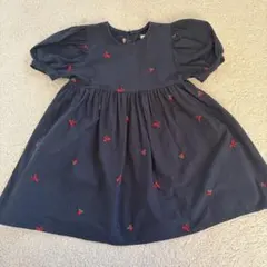 韓国服　子供服　BYMIMI 半袖ワンピース ネイビー 刺繍4歳　5歳