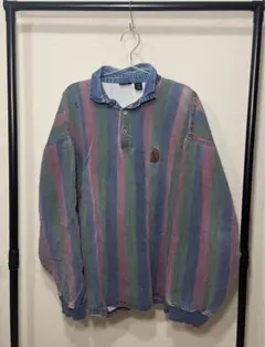 ストライプデザイン XL ポロシャツ